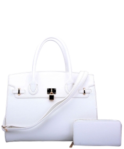 2-In-1 Fashion Satchel Wallet Set WU1096WPP WHITE